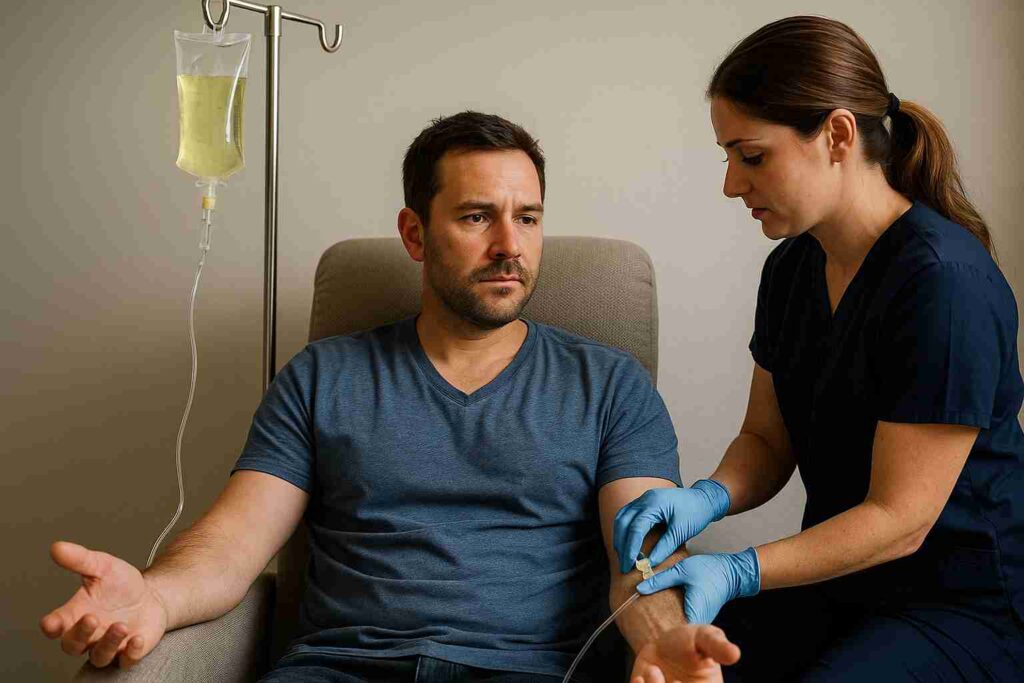 Professional caring someone to Hydro Revive IV Therapy Enhances Hydration and Energy